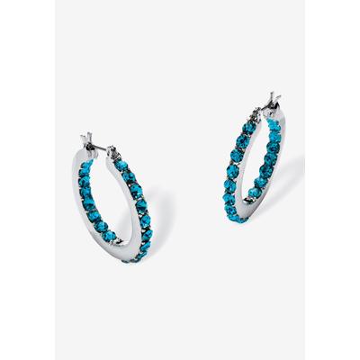 Women's Birthstone Inside-Out Hoop Earrings In Silvertone (31Mm) by PalmBeach Jewelry in December