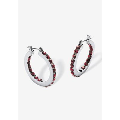 Women's Birthstone Inside-Out Hoop Earrings In Silvertone (31Mm) by PalmBeach Jewelry in January
