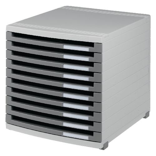 HAN CONTUR Schubladensystem Kunststoff Grau, Hellgrau 10 Schübe 30 x 38,2 x 30,7 cm DIN B4 Image