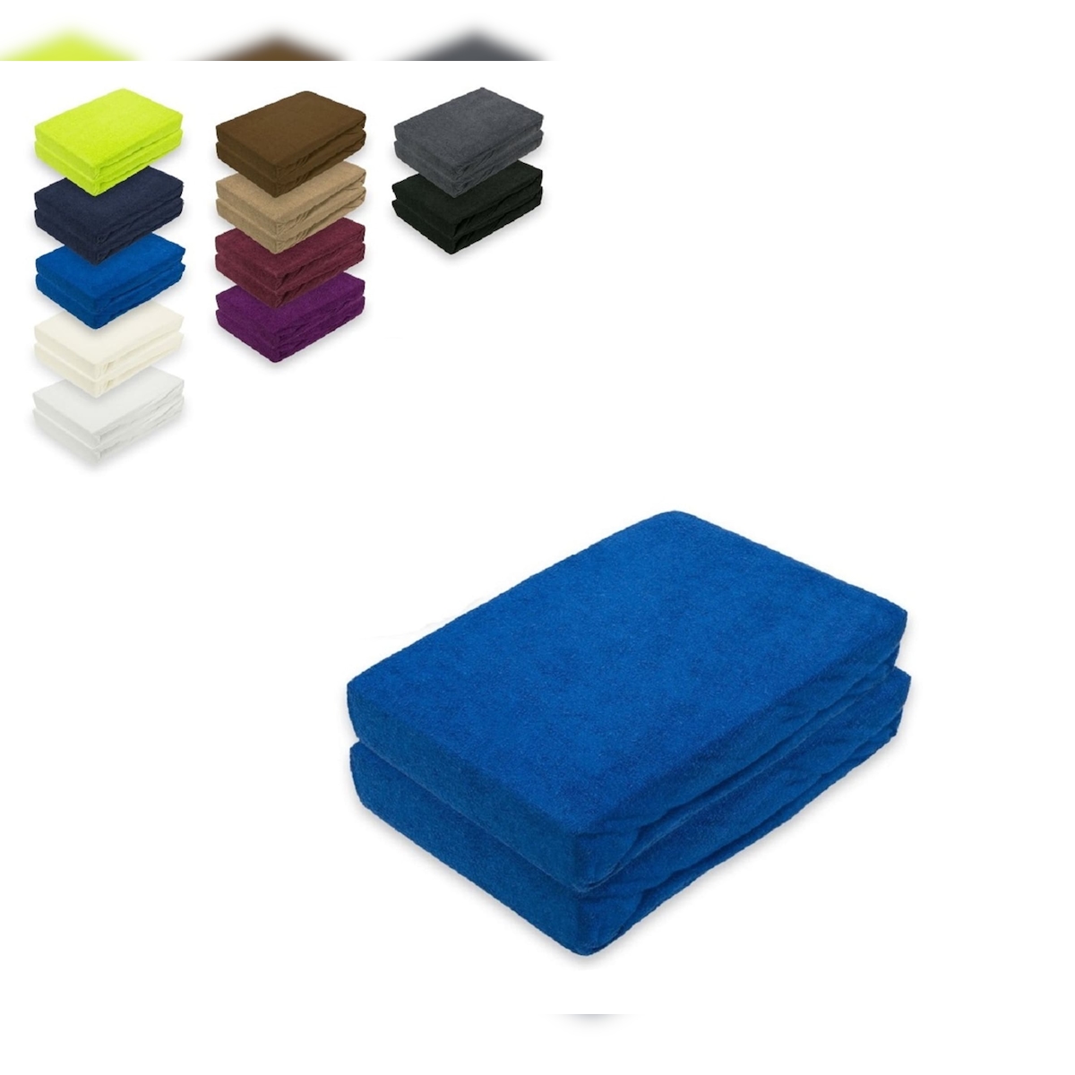EXKLUSIV HEIMTEXTIL Doppelpack Frottee Spannbettlaken 200 x 220 cm Royalblau Image