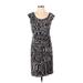 Adrianna Papell Casual Dress - Sheath: Black Animal Print Dresses - Women's Size 4