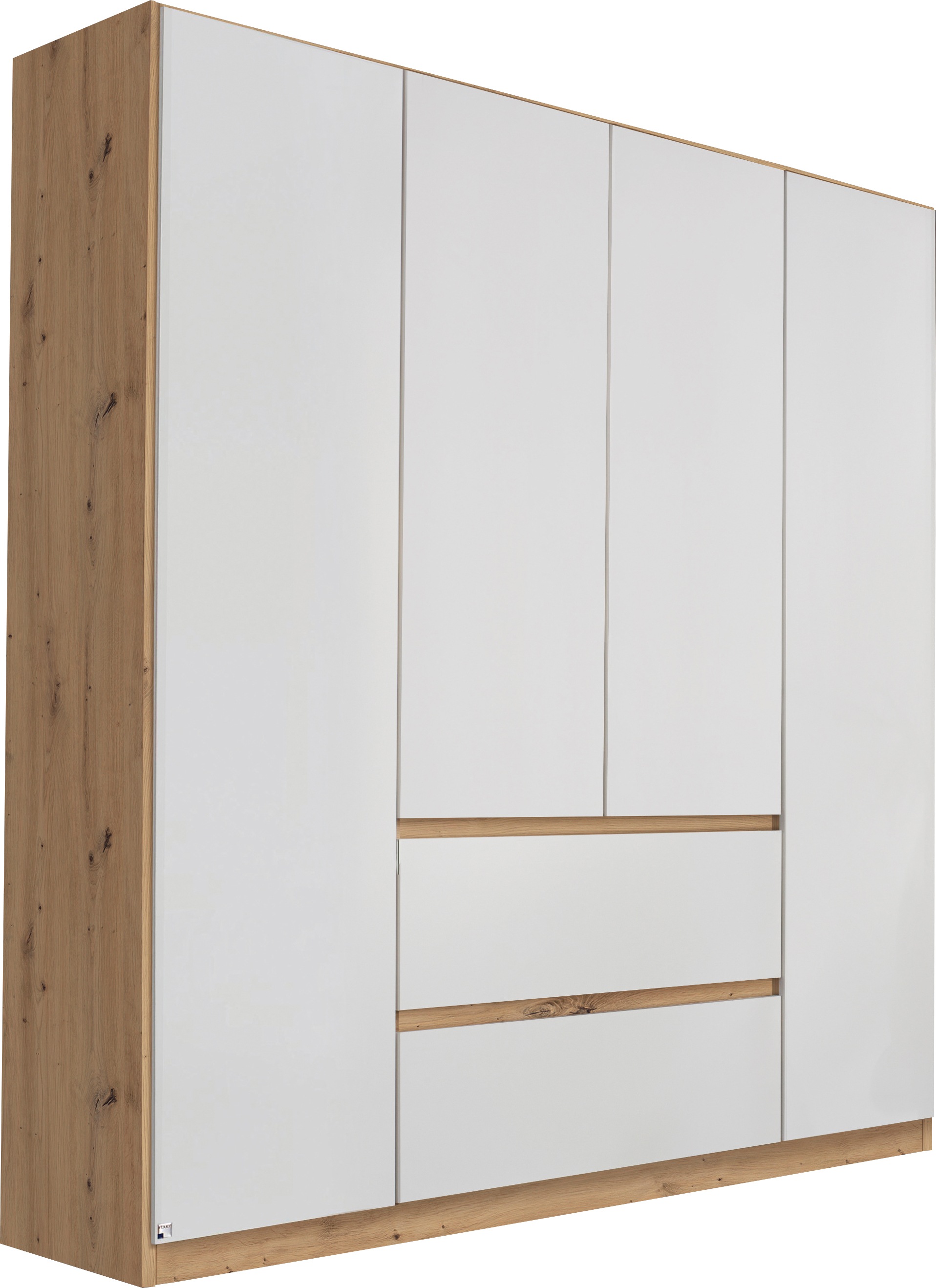 Drehtürenschrank RAUCH "Kleiderschrank Schrank Garderobe Garderobenschrank MAINZ", weiß (eiche artisan, alpinweiß), B:181cm H:210cm T:54cm, Holzwerkstoff, Schränke, Drehtürenschrank, grifflose Front, Außentüren mit Push-to-Open Funktion MADE IN GERMANY