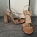 Gucci Shoes | Gucci Metallic Rose Gold Leather Gg Marmont Ankle Strap High Heels | Color: Gold | Size: 10