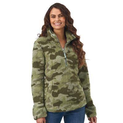 K Jordan Favorite 1/2-Zip Sherpa Pullover (Size L) Green Camouflage, Polyester