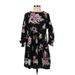 ASOS Casual Dress - Mini Crew Neck 3/4 sleeves: Black Floral Dresses - Women's Size 2