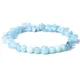 Bracelet de perles d'aigue-marine bleue naturelle pour femme pierre ronde cristal de puce bijoux