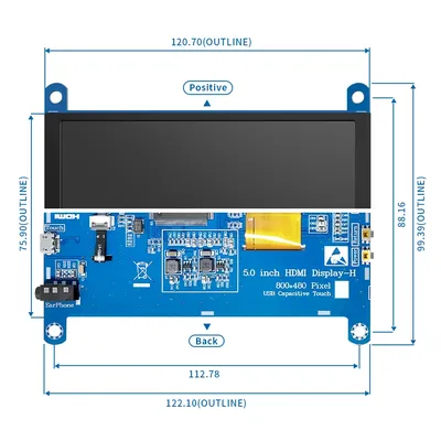 Écran LCD IPS AIDA64 pour moniteur PC Raspberry Pi 3 Pi4 5 pouces puzzles tactiles HDMI Tech