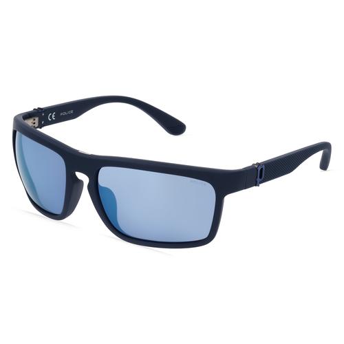 Police POISPLF63 Herren-Sonnenbrille Vollrand Eckig Kunststoff-Gestell, blau