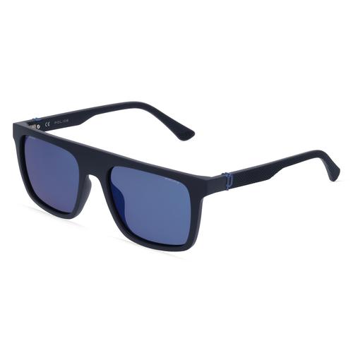 Police POISPLF61 Herren-Sonnenbrille Vollrand Eckig Kunststoff-Gestell, blau