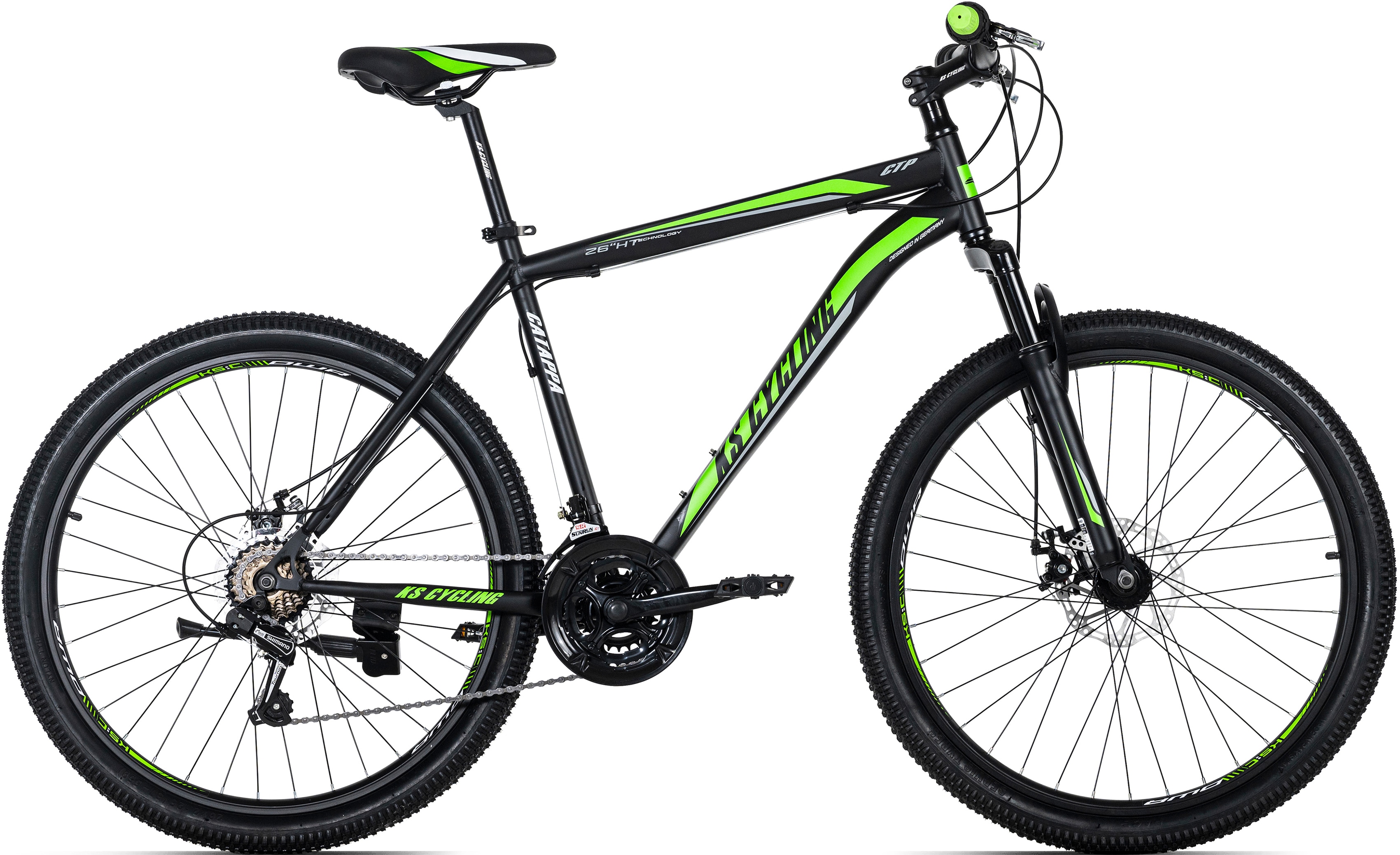 Mountainbike KS CYCLING "Catappa" Gr. 46, schwarz (schwarz, schwarz), Fahrräder, 46cm, 26 Zoll (66,04cm), für Damen und Herren, Kettenschaltung Image