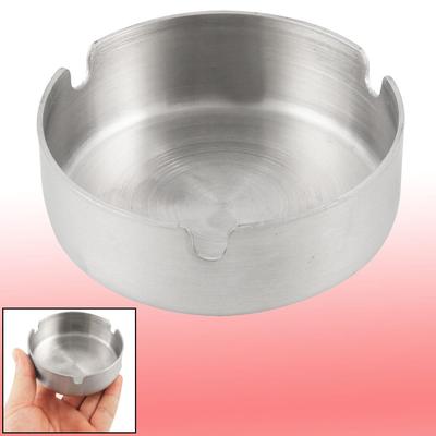 Home Silver Tone 8cm Dia Stainless Steel Round Cigarette Ashtray - Silver Tone