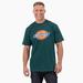 Dickies Men's Short Sleeve Tri-Color Logo Graphic T-Shirt - Forest Green Size Lt (WS22A)