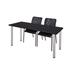 Kee Chrome 66-inch x 24-inch Training Table with 2 Black Mario Stack Chairs