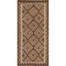 Brown Kilim Oriental Runner Rug Reversible Hand-woven Wool Carpet - 3'2" x 6'10"