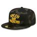 Men's New Era Black Green Bay Packers Throwback Logo Camo 59FIFTY Fitted Hat