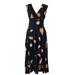 Free People Dresses | Free People Womens Faux Wrap Dress Black Floral 6 | Color: Black/Pink | Size: 6