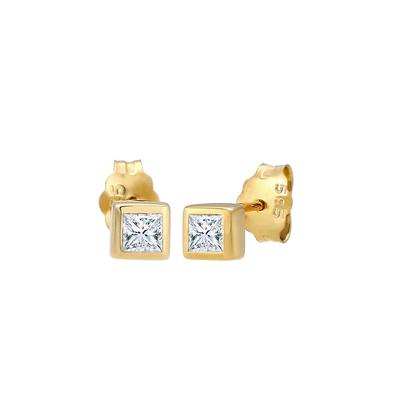 Elli DIAMONDS - Prinzessschliff Diamant (0.2 ct.) 585er Gelbgold Ohrringe 1 ct Damen