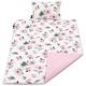Lajlo - Toddler Cot Bed Quilt Duvet and Pillow Set | Newborn Essentials | Blanket for Babies | Cotton Quilt | Hypoallergenic | Antibacterial Fabric (Coral Flowers)