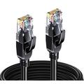 Elfcam® - 20 Meter Ethernet Kabel Cat 7 Rund, LAN Kabel mit Vergoldetem RJ45 Stecker, Netzwerkkabel 100% Kupfer Starres Verlegekabel, SFTP, 28 AWG, Schwarz, 20m