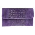 Girly HandBags Croc Suede Clutch Bag Italian Leather - Dark Purple(Size: W 26, H 15, D 3 cm (W 10.5, H 6, D 1.5 inches))
