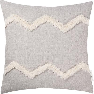 Kissenhülle "Structured Zag", beige, B:45cm L:45cm, Polyester, Leinen, Obermaterial: 96% Polyester, 4% Leinen, Kissenbezüge, mit Fransenapplikation Image