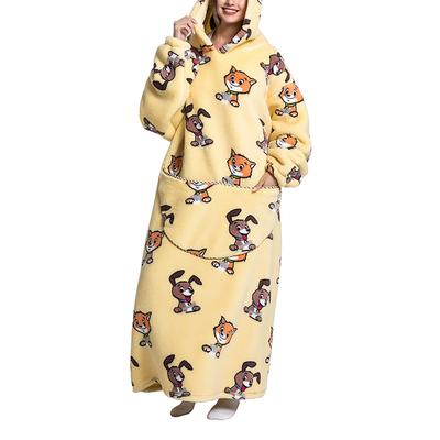 Snug Dawg Wearable & Hooded Blankets MIX - Yellow Cats & Dogs Longline Hooded Sleeve Blanket