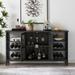 Rustic Wood Buffet Cabinet with Wine Storage Cabinet