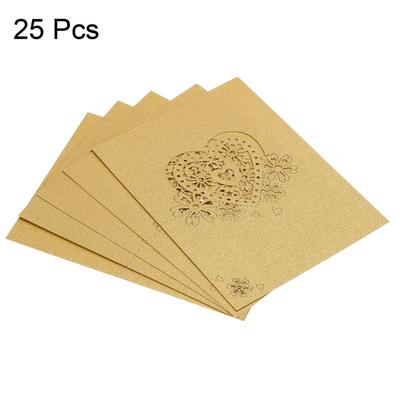 Table Name Place Cards,25Pcs Hollow Heart Shape Cut Design Blank Card Brown