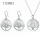 Ensemble collier et boucles d'oreilles arbre de vie pour femme pendentif rond bijoux élégants