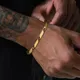 HIYEE – Bracelet en bambou plaqué or pour hommes bijoux en acier inoxydable couleur or noir 18 +