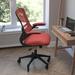 Flash Furniture Regent Park Ergonomic Swivel Task Chair w/ Roller Wheels & Flip Up Arms Upholstered/Mesh, in Red/Black | Wayfair BL-X-5M-RED-RLB-GG