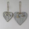 The Holiday Aisle® Set Of 2 Wooden Hearts w/ Flowers Ornaments Wood in Brown/Gray | 5.12 H x 5.12 W x 0.35 D in | Wayfair