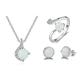 LOKILOKI Jewelry Sets For Women Dainty 925 Sterling Silver White Opal Ring Earrings Chain Necklace Wedding Jewelry Sets