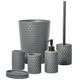zccz Bathroom Accessory Set, 6 Piece Grey Bathroom Accessories Set with Trash Can, Toothbrush Holder, Toothbrush Cup, Soap Dispenser, Soap Dish, Toilet Brush with Holder, Trash Can, Light Grey