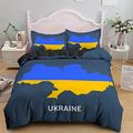 LLSZAHD King Size Bedding Ukraine flag map Bedding Set With Zipper Closure Fluffy, Duvet Cover Set 230x220 cm Includes 2 Pillowcases 50x70 cm