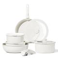 CAROTE Pots and Pans Set, Nonstick Cookware Sets Detachable Handle,Induction Kitchen Set Non Stick with Removable Handle, RV Set, Oven Safe, Cream White