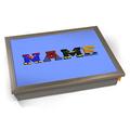 KICO Blue Superhero Personalised Childrens Name Cushioned Bean Bag Breakfast Bed Lap Tray Desk - Chrome Effect Frame