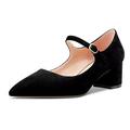 Castamere Women Chunky Block Mid Heel Pointed Toe Pumps Court Shoe Mary Jane Buckle Wedding Sexy Dress Shoes Black 4 UK