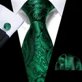 Fashion Green Paisley Men aught Set 8.5cm Jacquard Presidence kties Wedding Business Mouchoir lèvent