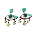 Boucles d'oreilles pendantes élégantes pour femmes menthe yeux verts étoiles dorées accessoires