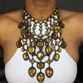 Grand collier indien multicouche pour femme collier en cristal bijoux ethniques Boho tour de cou