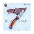 Damast-Stahl Jagdmesser mit Tasche | Damaszener Klinge | Damascus Knife | DHK68