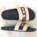 Gucci Shoes | Gucci Unisex Black White Open Toe Flat Slip On Slide Sandals Authentic | Color: Black/White | Size: 38eu