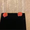 Anthropologie Jewelry | Anthropologie Small Flower Enamel Earrings | Color: Orange | Size: Os
