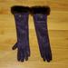 Coach Accessories | Coach Leather And Mink Gloves | Color: Purple | Size: Os