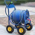 YUESFZ Hose Reels Metal Hose Cart 12-19MM Outdoor Hose Reel Garden Four-wheel Industrial Wind Decoration Affordable Household Water Pipe Set (Color : BLUE-DN20, Size : Hose reel+50M pipe)