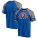 Men's Fanatics Branded Heather Royal New York Mets Utility Two-Stripe Raglan Tri-Blend T-Shirt
