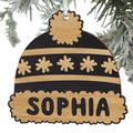 Personalization Mall Family Hat Engraved Wood Holiday Shaped Ornament Wood in Black/Brown | 4 H x 4.25 W in | Wayfair 24815-BLK