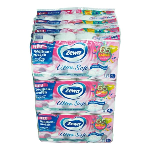 Zewa 72 Rollen Toilettenpapier »Ultra Soft« 4-lagig (9 Pack à 8 Rollen) weiß Image