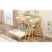 Twin over Full Bunk Bed Solid Pine Wood Full Size Platform Bed Separate Design with Built-in Desk and Three Storage Drawers